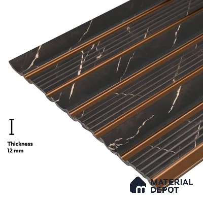 Black Marble Look PN 06297 8 ft x 9.4 inch Charcoal Panel - 12 mm | Suitable for Feature Wall, TV Unit & Living Room | Width is Subjected to 5% Variation