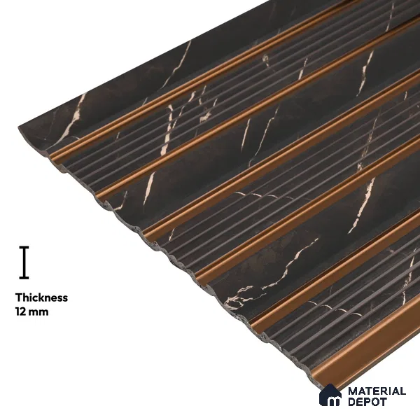 Black Marble Look PN 06297 8 ft x 9.4 inch Charcoal Panel - 12 mm | Suitable for Feature Wall, TV Unit & Living Room | Width is Subjected to 5% Variation