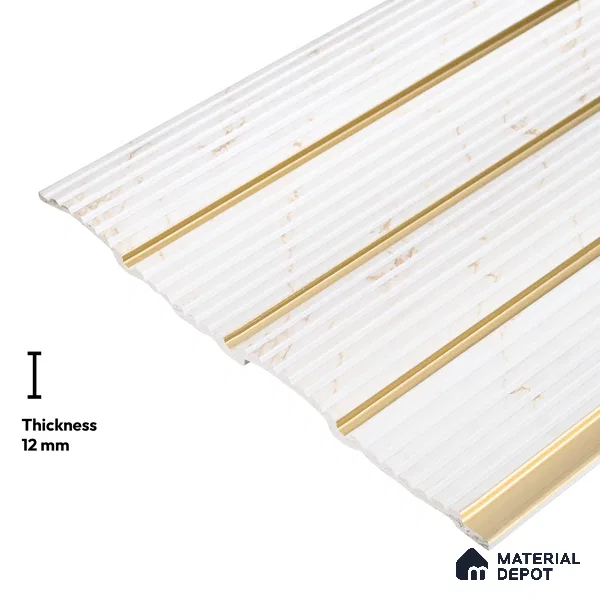 White Marble Look PN 06301 9.5 ft x 9.4 inch Charcoal Panel - 12 mm | Suitable for Feature Wall, TV Unit & Living Room | Width is Subjected to 5% Variation