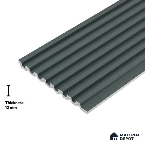 Green Plain Colour Louver PN 06447 9.5 ft x 4.7 inch Charcoal Panel - 12 mm | Suitable for Feature Wall, TV Unit & Living Room | Width is Subjected to 5% Variation