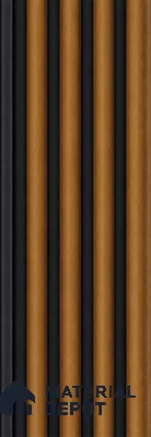 Oak Wood Ocre 10 ft x 0.7 ft (3060x215 mm) Dome Dual Black Design Interior & Exterior Wall & Ceiling Panel - 20 mm | Suitable for Balcony, Facade & Open Area | Width is Subjected to 5% Variation