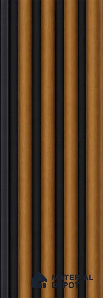 Oak Wood Ocre 10 ft x 0.7 ft (3060x215 mm) Dome Dual Black Design Interior & Exterior Wall & Ceiling Panel - 20 mm | Suitable for Balcony, Facade & Open Area | Width is Subjected to 5% Variation