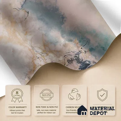Amara | Blue & Gold Abstract Marble Wash Look Wallpaper Handmade (Customised Size)