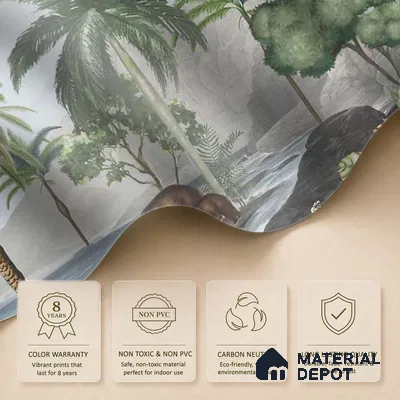 Anandvan Jungle Theme Customised Wallpaper, Green Sukoon Series Handmade Nature Design (Customised Size Wallpaper)