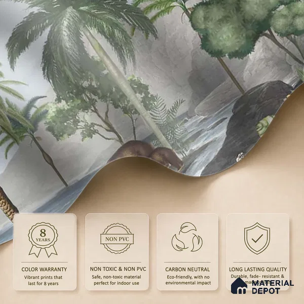 Anandvan Jungle Theme Customised Wallpaper, Green Sukoon Series Handmade Nature Design (Customised Size Wallpaper)