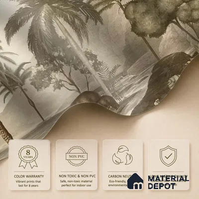 Anandvan Jungle Theme Customised Wallpaper, Sepia Sukoon Series Handmade Nature Design (Customised Size Wallpaper)
