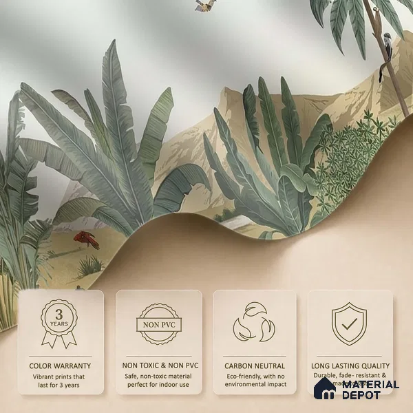 Andaaj, Lush Forest Theme Wallpaper for Rooms, Customised Sukoon Series Handmade Nature Design (Customised Size Wallpaper)
