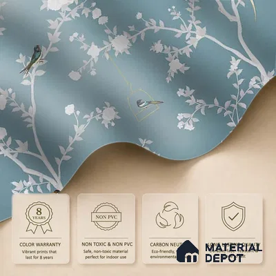 Aura in the Garden Blue Chinoiserie Wallpaper Sukoon Series Canvas Chinoserie Design (Customised Size Wallpaper)