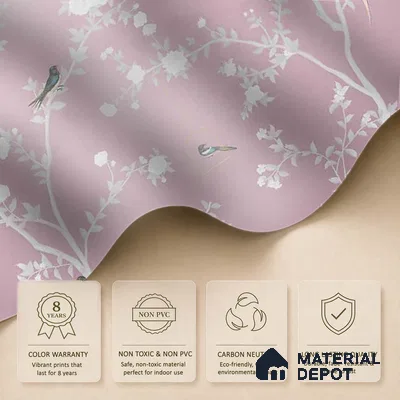 Aura in the Garden Pink Chinoiserie Wallpaper Sukoon Series Canvas Chinoserie Design (Customised Size Wallpaper)