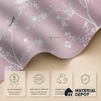 Aura in the Garden Pink Chinoiserie Wallpaper Sukoon Series Handmade Chinoserie Design (Customised Size Wallpaper)
