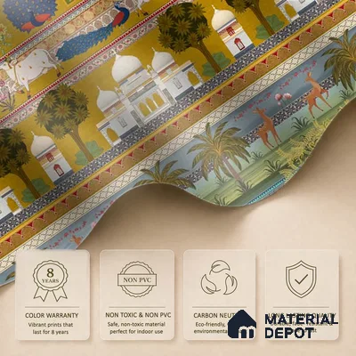 Bageecha Indian Garden Wallpaper Customised Sukoon Series Canvas Patterned Design (Customised Size Wallpaper)