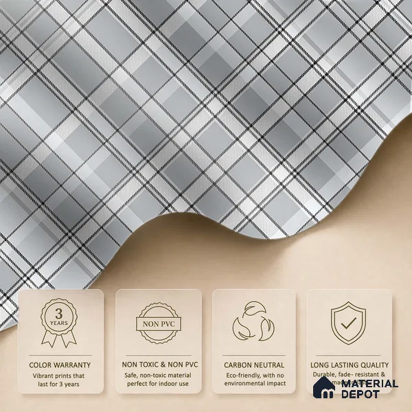 Black and White Checks Wallpaper 10 Meter x 19.68 Inches Soft Feel Paper Type Wallpaper -54 Sq. Ft. | Minimum 15% wastage during installation