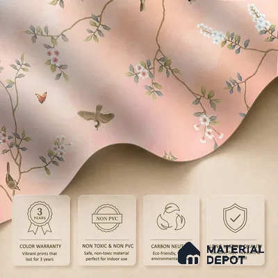 Blossom, Peach Chinoiserie Wallpaper, Customised Sukoon Series Soft Feel Chinoserie Design (Customised Size Wallpaper)