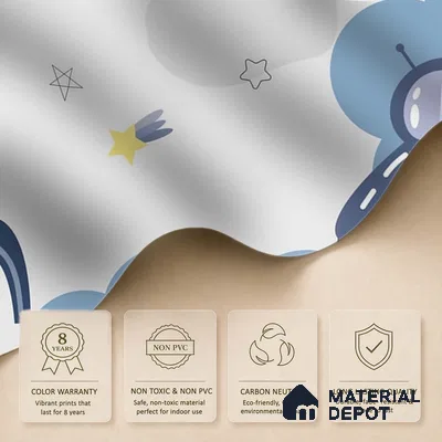 Blue and Grey Space Theme Children Wallpaper, Customized Sparkla N Shine Series Handmade Space Design (Customised Size Wallpaper)