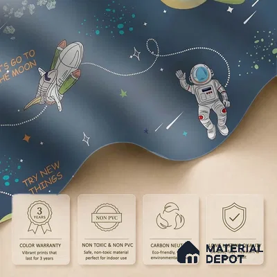 Customized Space Theme Wallpaper for Kids Room, Planets, rockets, Astronauts, Blue Sparkla N Shine Series Handmade Space Design (Customised Size Wallpaper)