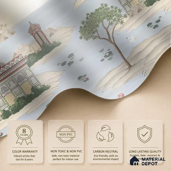 Dream Palace, a Fusion Theme Wallpaper for Homes, Customised Sukoon Series Canvas Patterned Design (Customised Size Wallpaper)