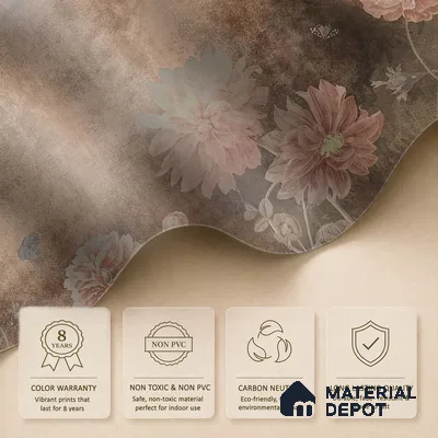H901812 Dusky Charm, Rustic Floral Theme Wallpaper, Customised Sukoon Series Canvas Florals Design (Customised Size Wallpaper)