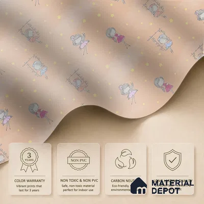 Fairies in the Sky, Wallpaper Design for Girls Room, Peach 10 Meter x 19.68 Inches Canvas Paper Type Wallpaper -54 Sq. Ft. | Minimum 15% wastage during installation