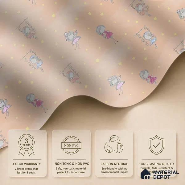 Fairies in the Sky, Wallpaper Design for Girls Room, Peach 10 Meter x 19.68 Inches Soft Feel Paper Type Wallpaper -54 Sq. Ft. | Minimum 15% wastage during installation