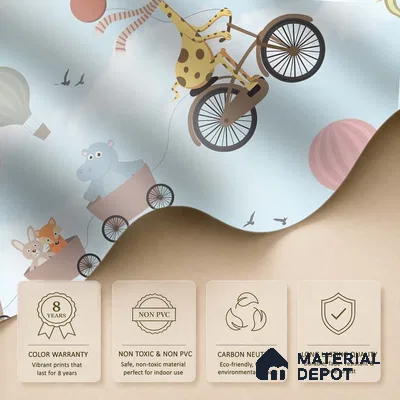 Flying Giraffe Cycle Train Wall Mural for kids Room, Customised Sparkla N Shine Series Handmade Entertainment Design (Customised Size Wallpaper)