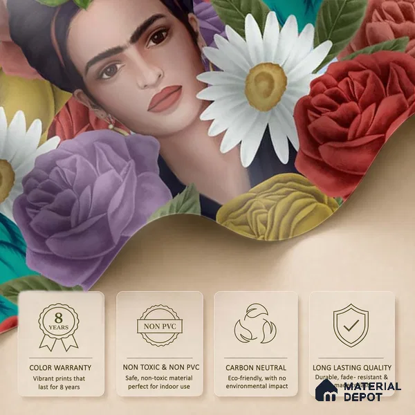 Frida Kahlo Modern Customized Floral Wallpaper - Handmade
