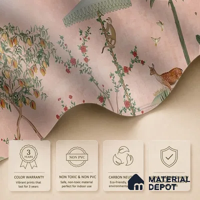 Gulbiya, Pink Chinoiserie Wallpaper, Sukoon Collection, Customised Sukoon Series Handmade Chinoserie Design (Customised Size Wallpaper)