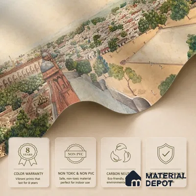 Imperial Delhi, Indian Scenic Wallpaper, Customised Sukoon Series Handmade Nature Design (Customised Size Wallpaper)