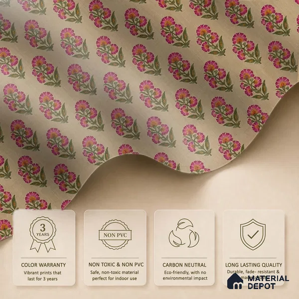 Indian Floral Theme Repeat Design Wallpaper, Luxury 10 Meter x 19.68 Inches Canvas Paper Type Wallpaper -54 Sq. Ft. | Minimum 15% wastage during installation