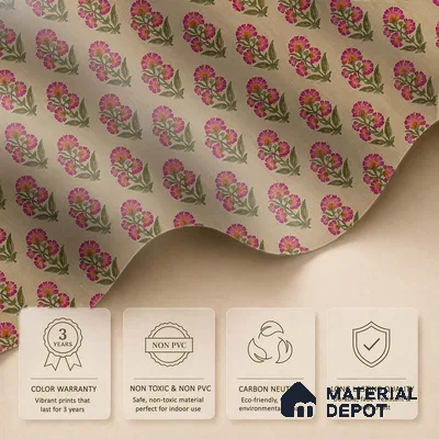 Indian Floral Theme Repeat Design Wallpaper, Luxury 10 Meter x 19.68 Inches Soft Feel Paper Type Wallpaper -54 Sq. Ft. | Minimum 15% wastage during installation