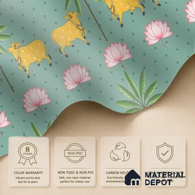 Indian Pichwai Green Wallpaper for Rooms, Customised Sukoon Series Handmade Patterned Design (Customised Size Wallpaper)