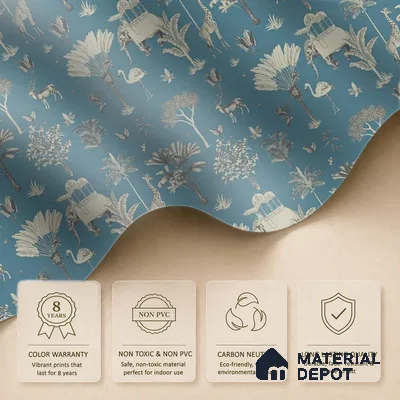 Itihaas, Indian Theme Room Wallpaper, Blue Sukoon Series Canvas Patterned Design (Customised Size Wallpaper)