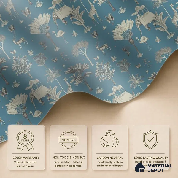 Itihaas, Indian Theme Room Wallpaper, Blue Sukoon Series Canvas Patterned Design (Customised Size Wallpaper)