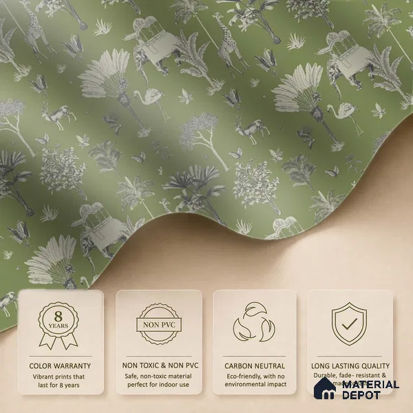 Itihaas, Indian Theme Room Wallpaper, Green Sukoon Series Canvas Patterned Design (Customised Size Wallpaper)