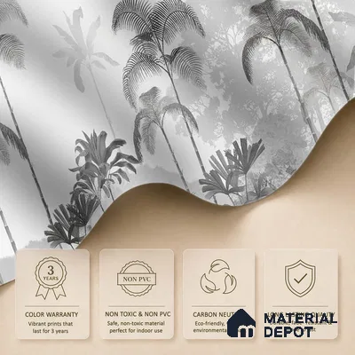 H901412 Kaira, Nature Theme Wallpaper for Rooms, Black & White, Customised Sukoon Series Canvas Nature Design (Customised Size Wallpaper)