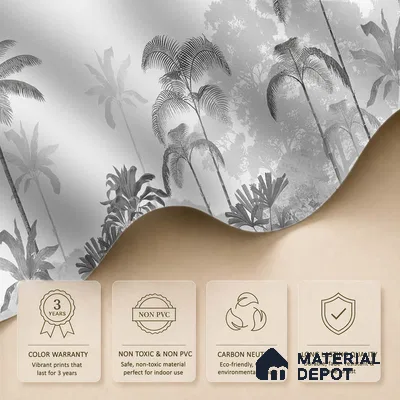 Kaira, Nature Theme Wallpaper for Rooms, Black & White, Customised Sukoon Series Handmade Nature Design (Customised Size Wallpaper)