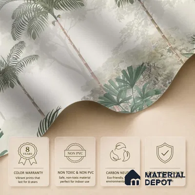 Kovalam Paradise, Palms Wallpaper for Rooms, Green, Customised Sukoon Series Canvas Nature Design (Customised Size Wallpaper)