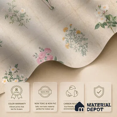 H902712 Mehek, Botanical Rendition Room Wallpaper Sukoon Series Canvas Florals Design (Customised Size Wallpaper)