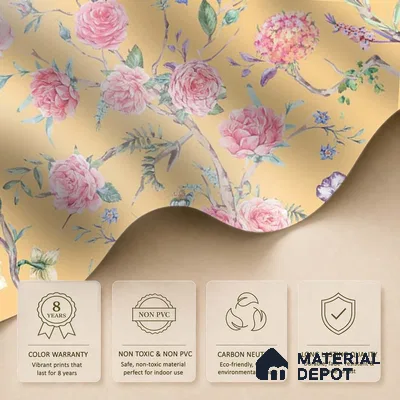 Oriental Yellow Chinoiserie Wallpaper for Walls Sukoon Series Handmade Chinoserie Design (Customised Size Wallpaper)