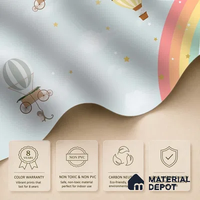 Rainbow & Hot Air Balloons Themes Children Room Wall Designs, Custom Wallpaper Sparkla N Shine Series Handmade Entertainment Design (Customised Size Wallpaper)