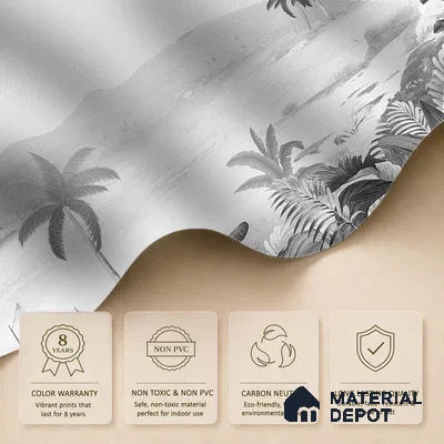 Silent Night, Tropical Beach Wallpaper, Black and White Sukoon Series Canvas Tropical Design (Customised Size Wallpaper)