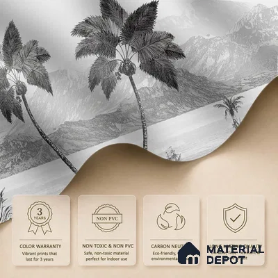 The Beach, Beautiful Wallpaper for Rooms Sukoon Series Handmade Nature Design (Customised Size Wallpaper)