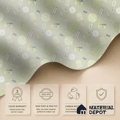 Tools for Adventure Green Soft Feel Kids Room Wallpaper - 10 Meter x 19.68 Inches, 54 Sq. Ft. (Min. 15% Wastage)
