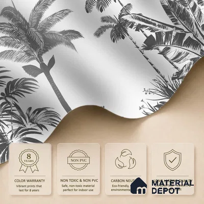 Tropical Monochrome, Room Wallpaper Sukoon Series Canvas Tropical Design (Customised Size Wallpaper)