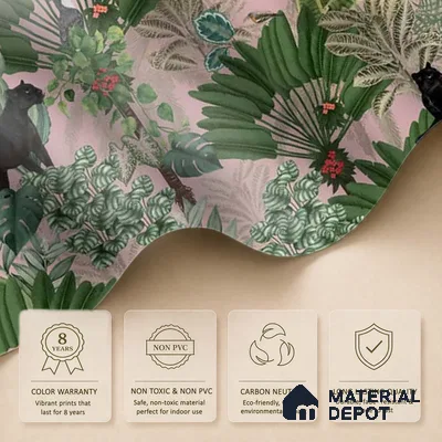 Tropical Tales: Deep Forest Wallpaper, Pink Sukoon Series Canvas Tropical Design (Customised Size Wallpaper)