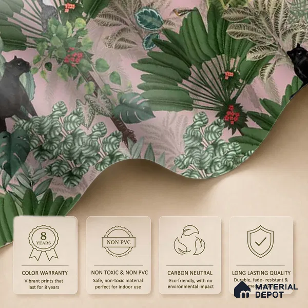 Tropical Tales: Deep Forest Wallpaper, Pink Sukoon Series Canvas Tropical Design (Customised Size Wallpaper)