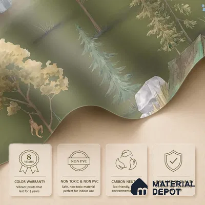 Wildlife Campout in the Jungle, Design for Kids, Green 10 Meter x 19.68 Inches Soft Feel Paper Type Wallpaper -54 Sq. Ft. | Minimum 15% wastage during installation