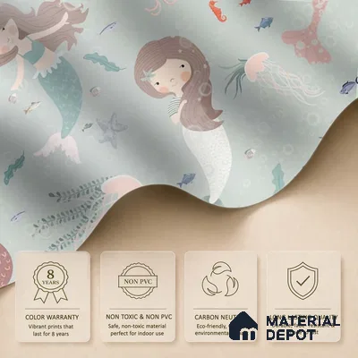 Cute Mermaids Wall Mural for Kids Room Canvas (Customised Wallpaper)