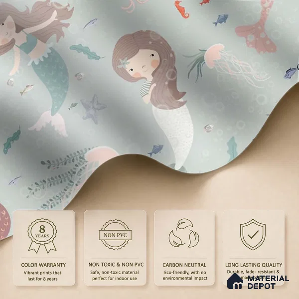 Cute Mermaids Wall Mural for Kids Room Canvas (Customised Wallpaper)