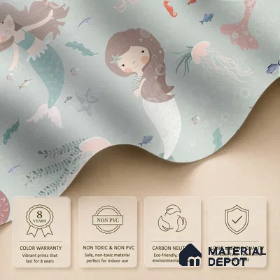 Cute Mermaids Wall Mural for Kids Room Soft Feel (Customised Wallpaper)