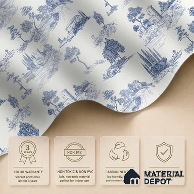Chic Toile Design 10 Meter x 19.68 Inches Canvas Wallpaper - 54 Sq. Ft. | Minimum 15% wastage during installation